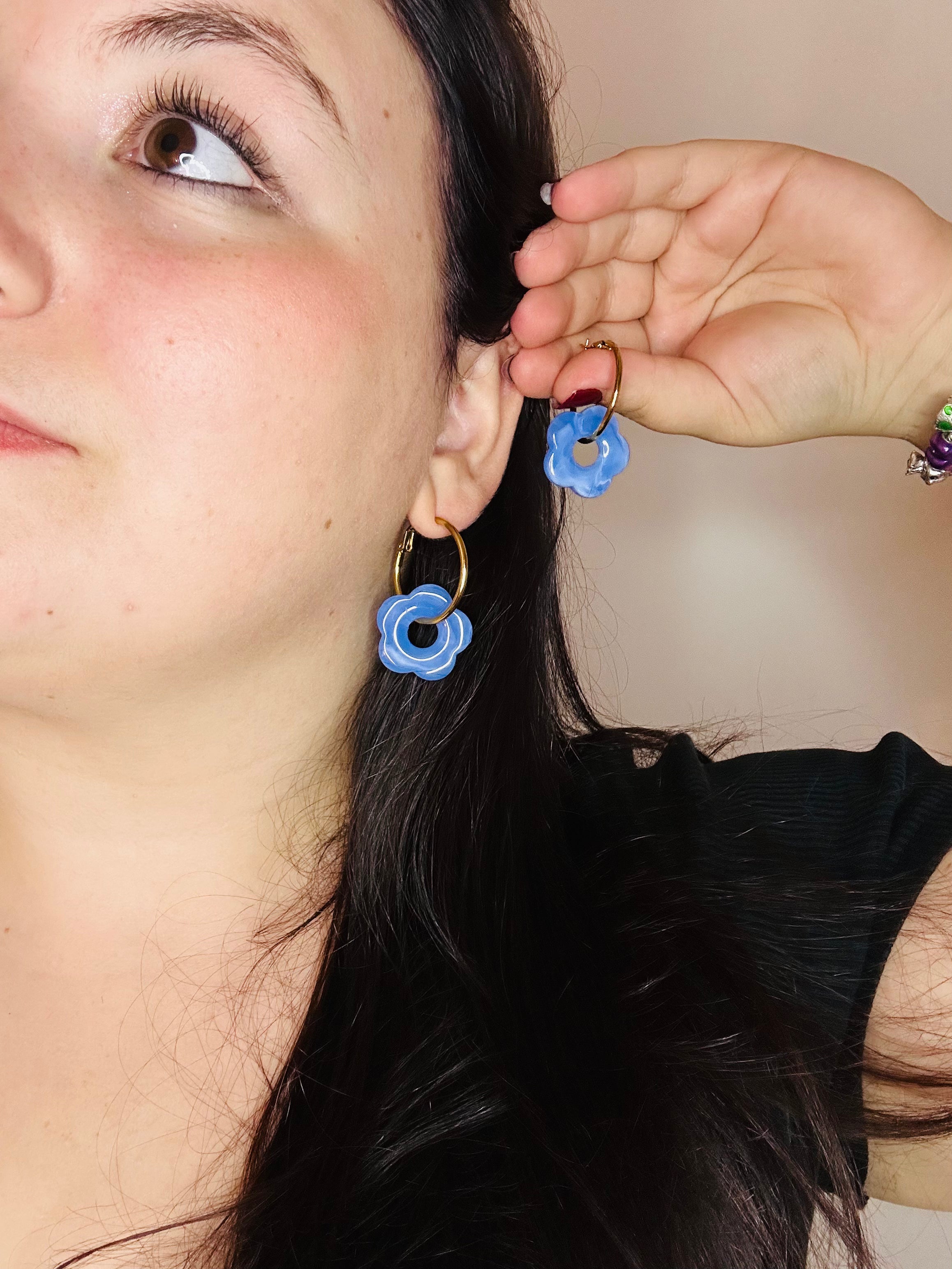 Boucle d'oreille Bleu