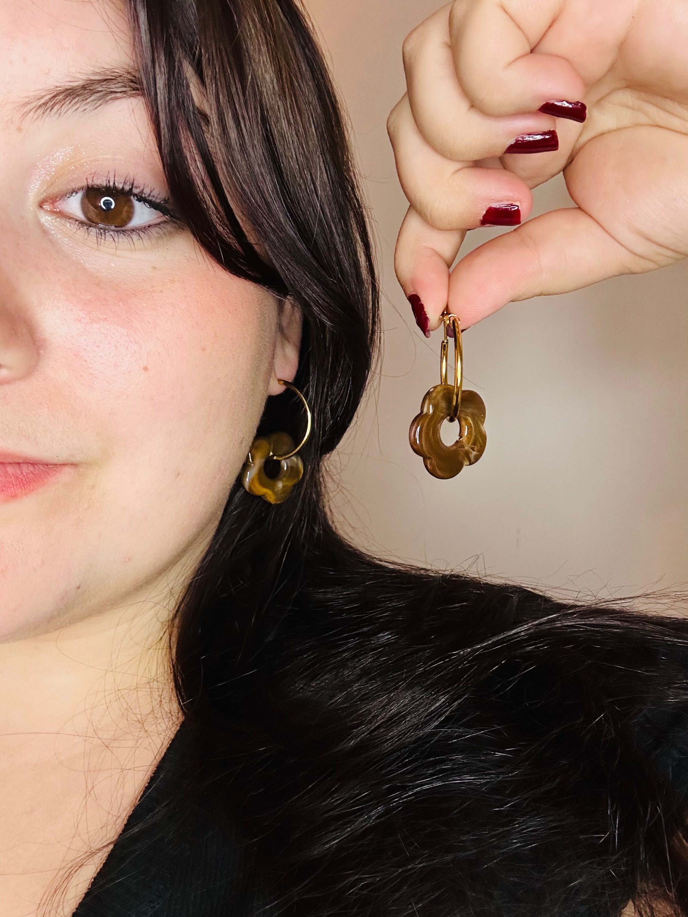 Boucle d'oreille Marron