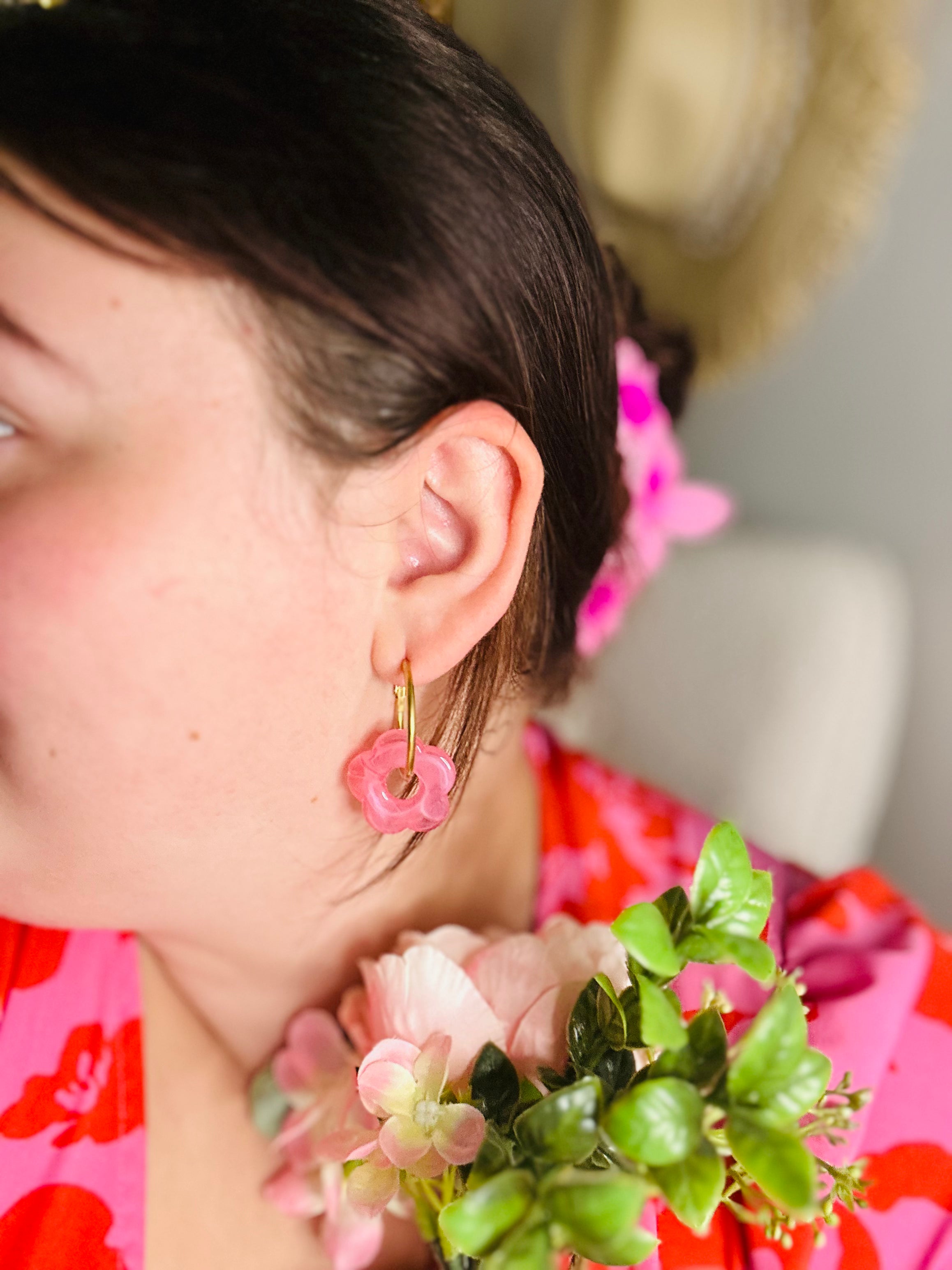 Boucle d'oreille Rose clair