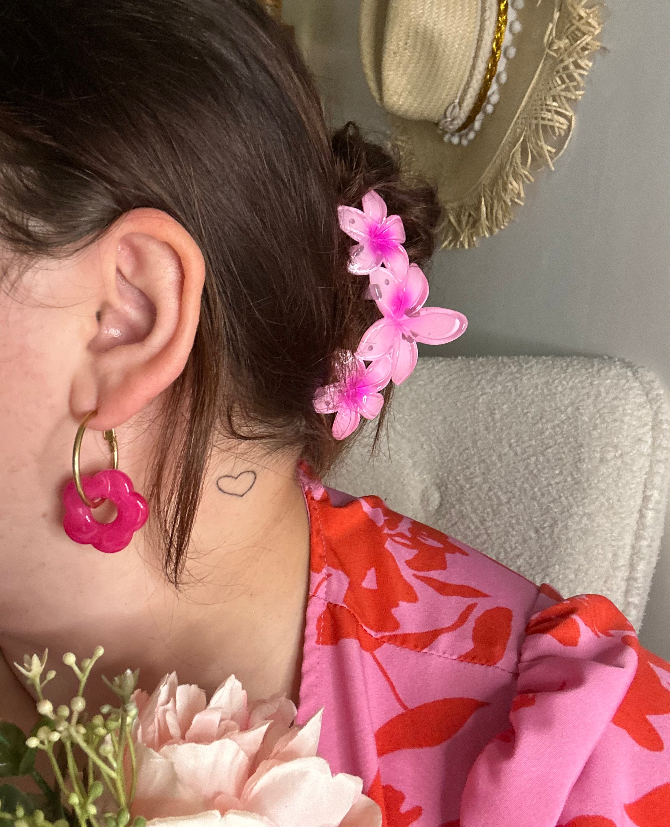 Boucle d'oreille Rose Fuschia