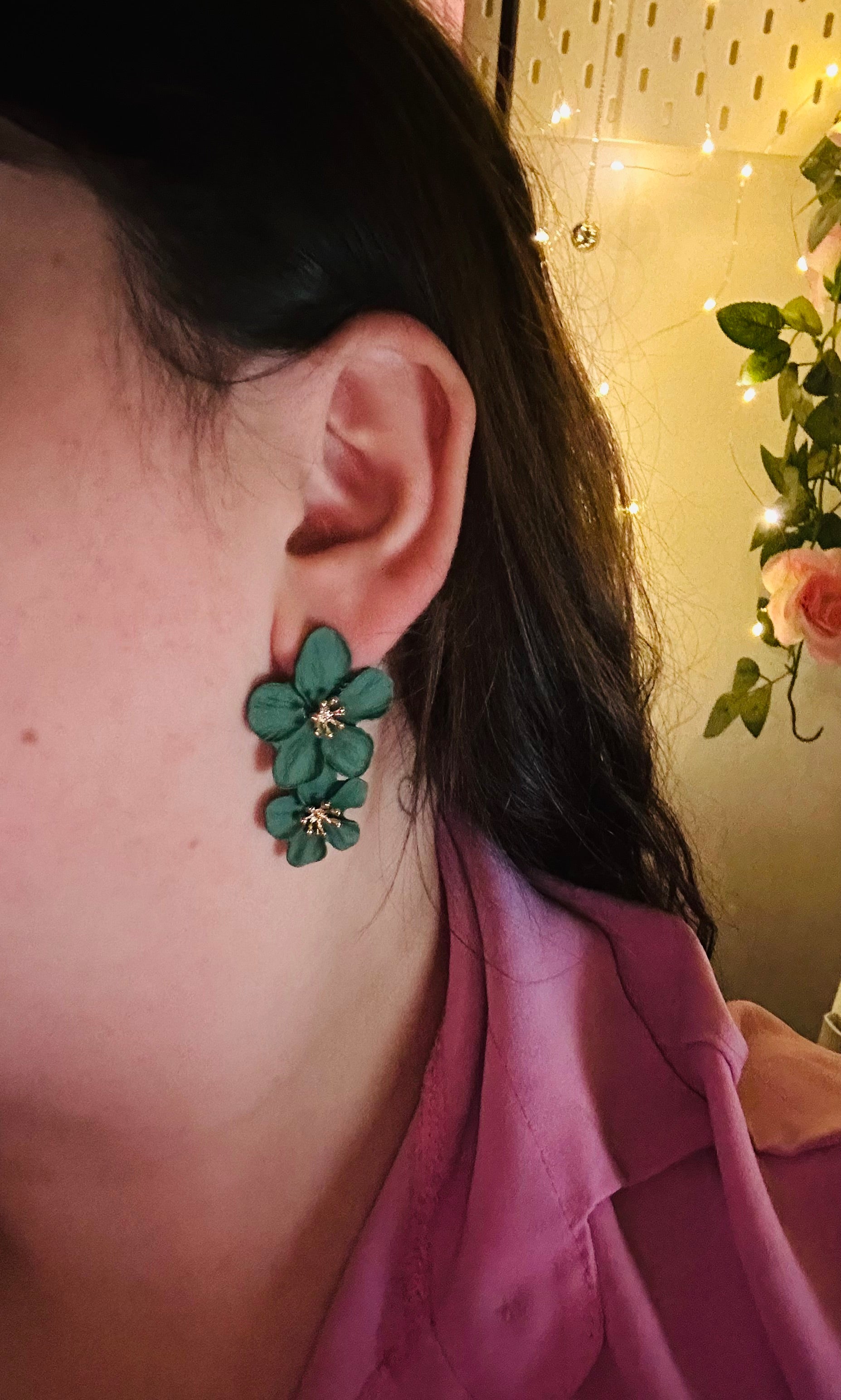 Boucle d’oreille Flora vert